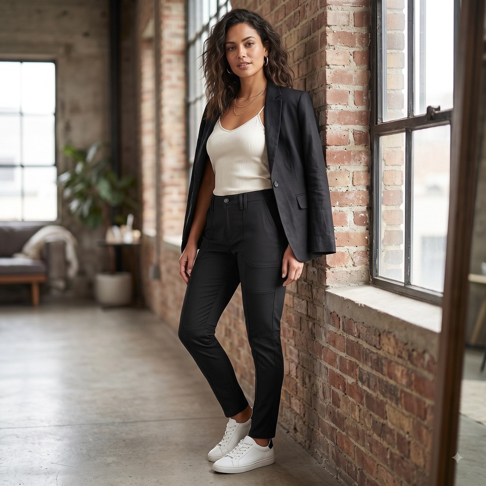 White House Black Market The Straight Crop Black Utility Cargo Pants Womens 6